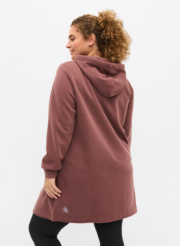 Sweater dress with a hood and pocket, Marron, Model image number 1