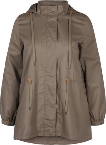 Long parka jacket with a hood and pockets