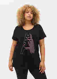 Sports t-shirt with print, Black w. Purple A, Model