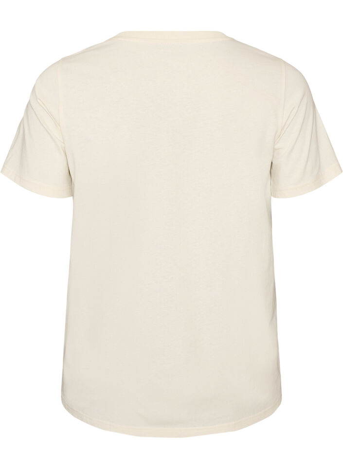 Cotton T-shirt with print, Vanilla, Packshot image number 1