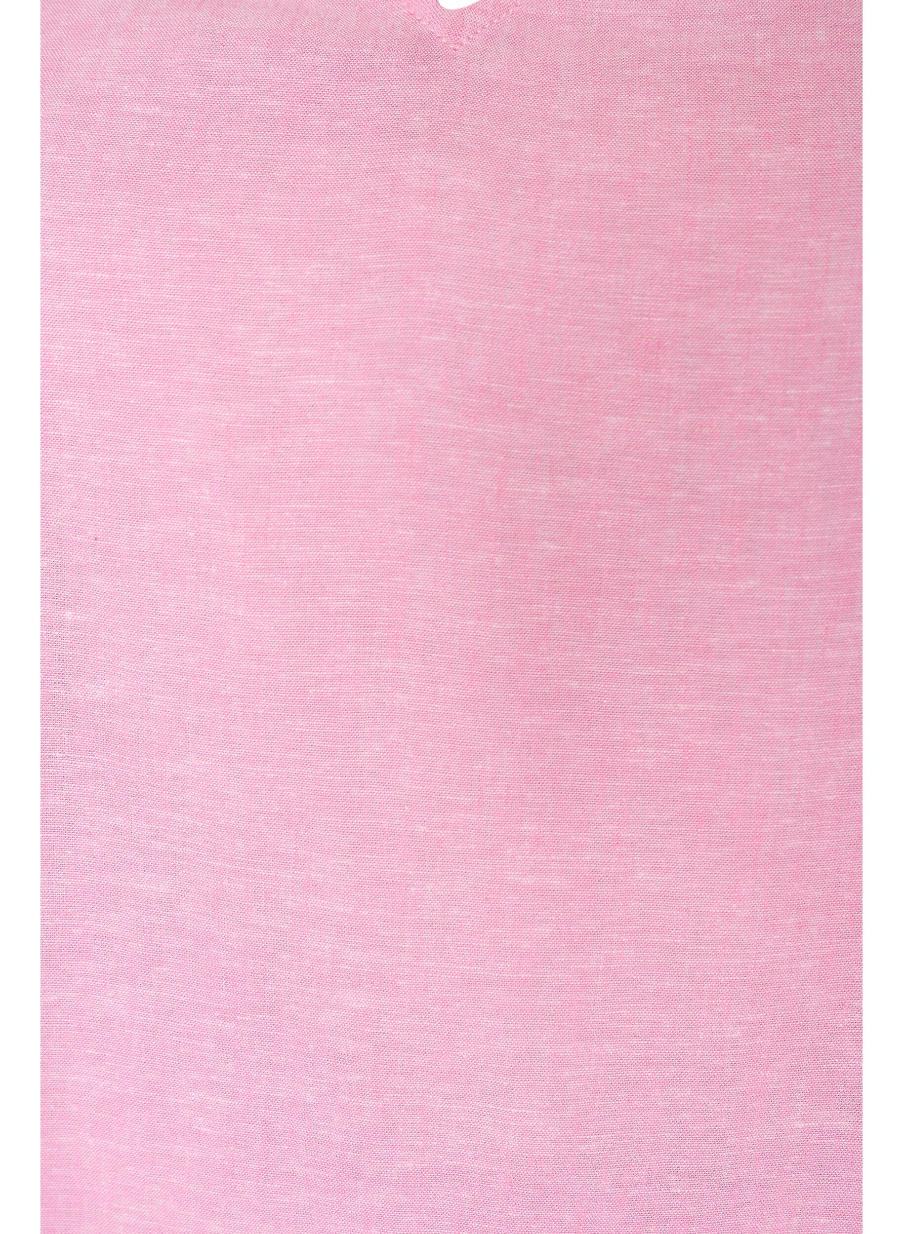 ZizzifashionViscose and linen blouse with ruffle sleeves, Pink, Packshot image number 2
