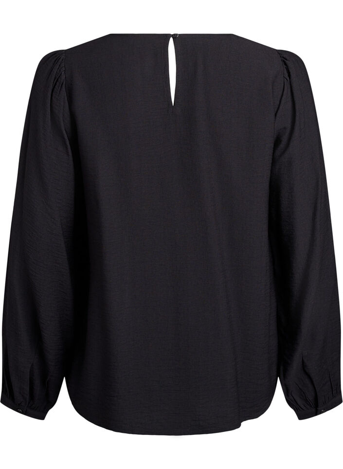 Long-sleeved viscose blouse, Black, Packshot image number 1