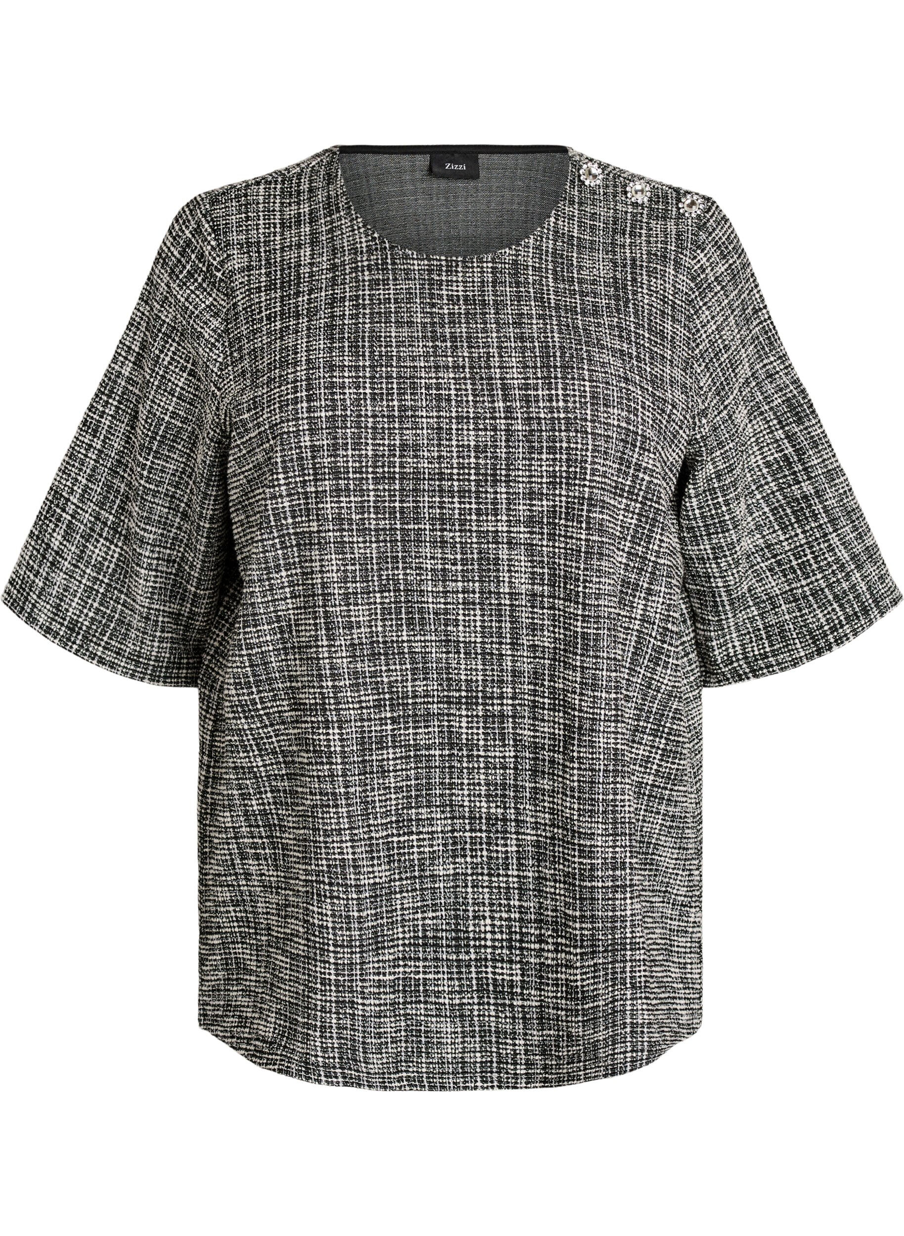 ZizzifashionWoven blouse with button detail, Vanilla, Packshot image number 0