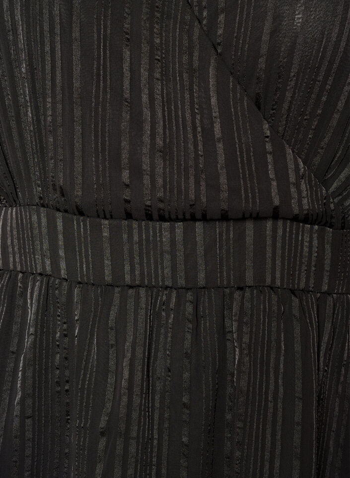 Knee-length dress with sheer stripes and wrap effect, Black, Packshot image number 2