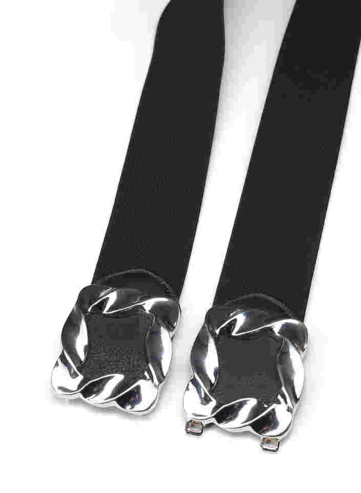 Elastic waist belt with silver buckle, Silver, Packshot image number 1