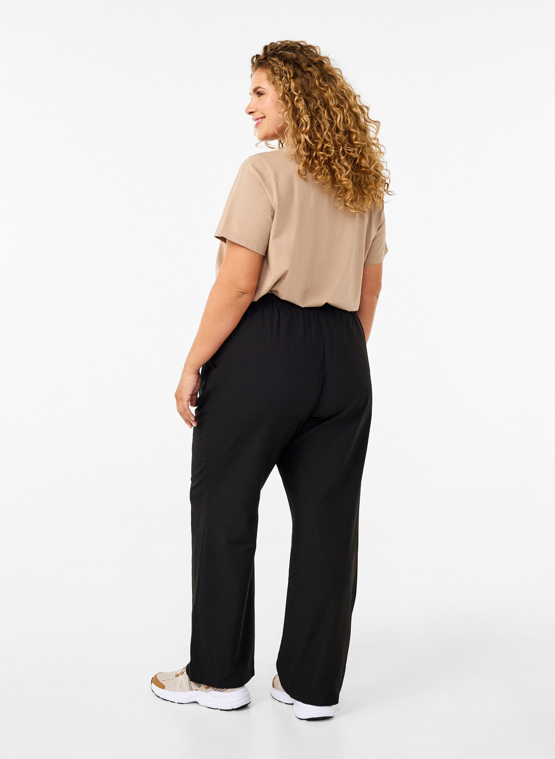 ZizzifashionFlared trousers with pockets, Black, Model image number 1