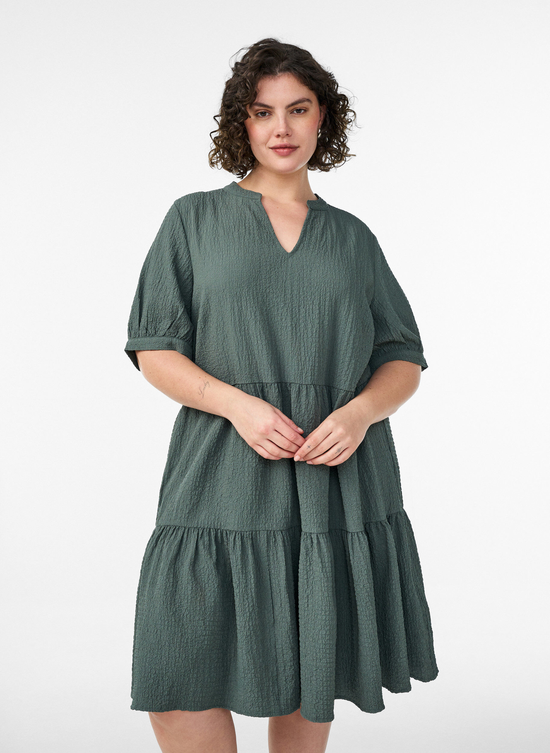 ZizzifashionShort A-line dress, Green, Model image number 0