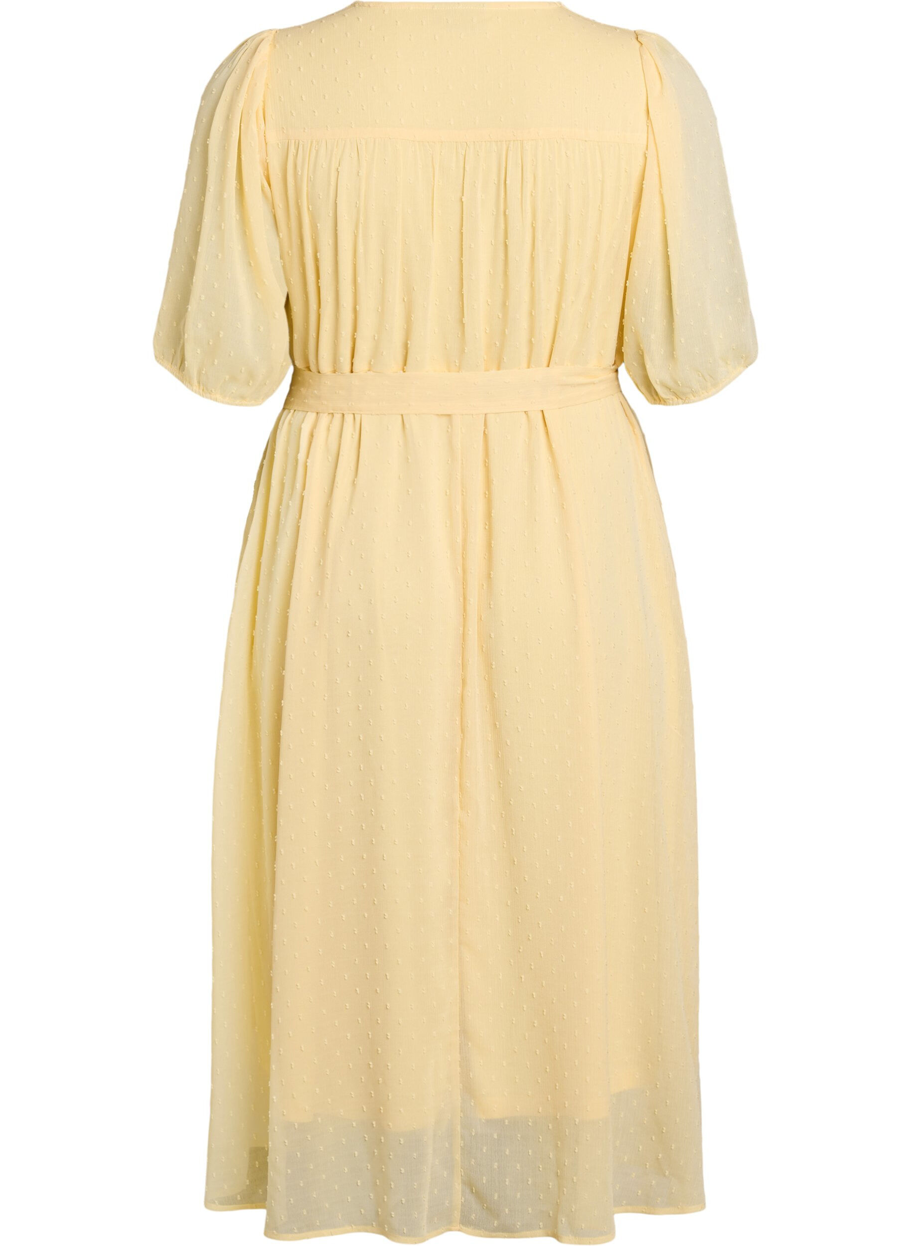 ZizzifashionV-neck midi dress with tie fastening, Yellow, Packshot image number 1