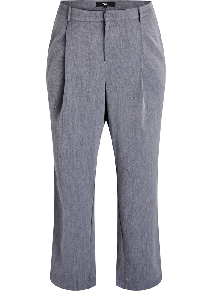 High-waisted tailored trousers with straight legs, Dark Grey, Packshot image number 0