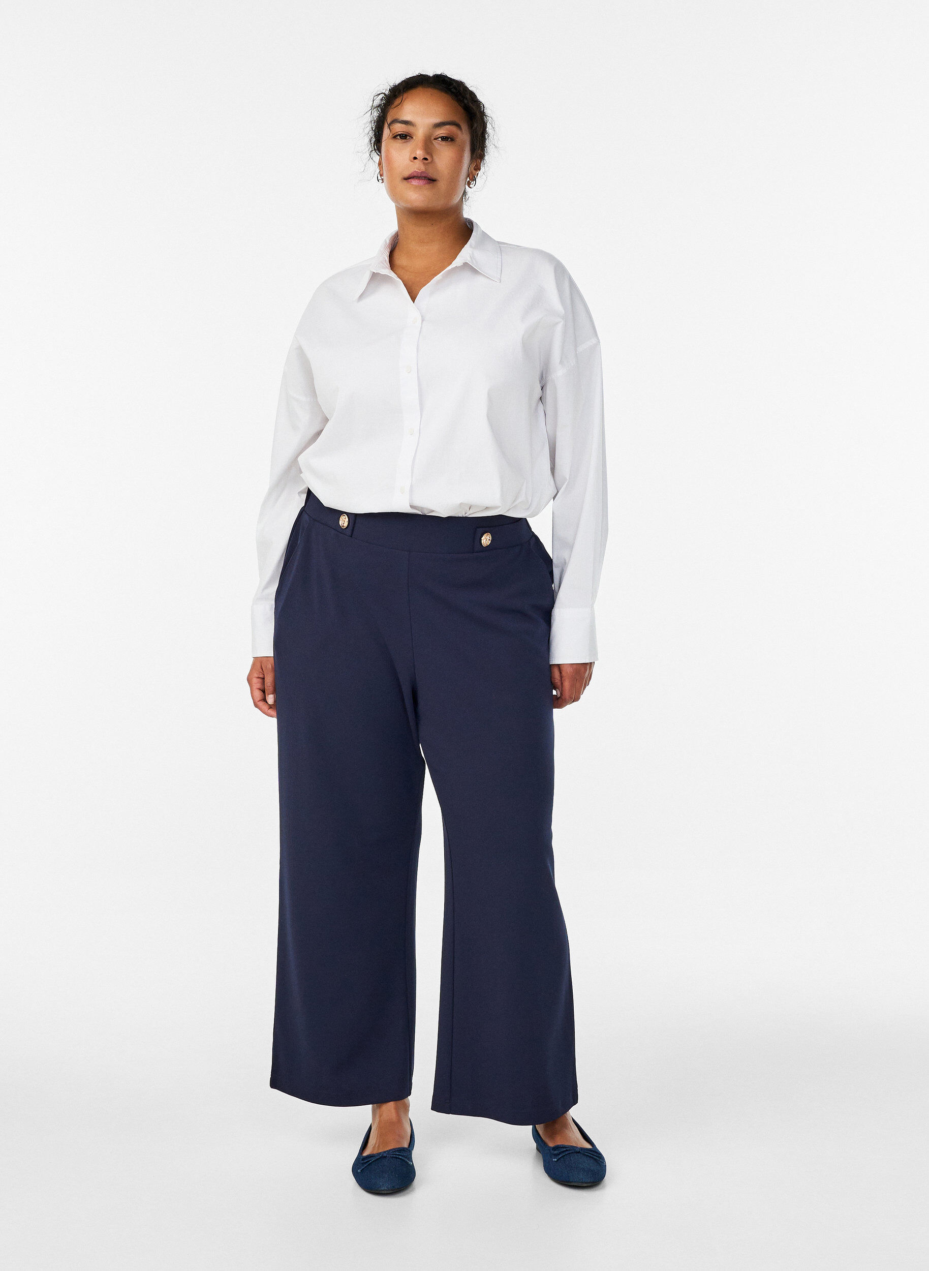 Loose trousers with pockets, Blue, Model