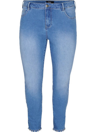 Cropped Amy jeans with beading, Light blue denim, Packshot image number 0