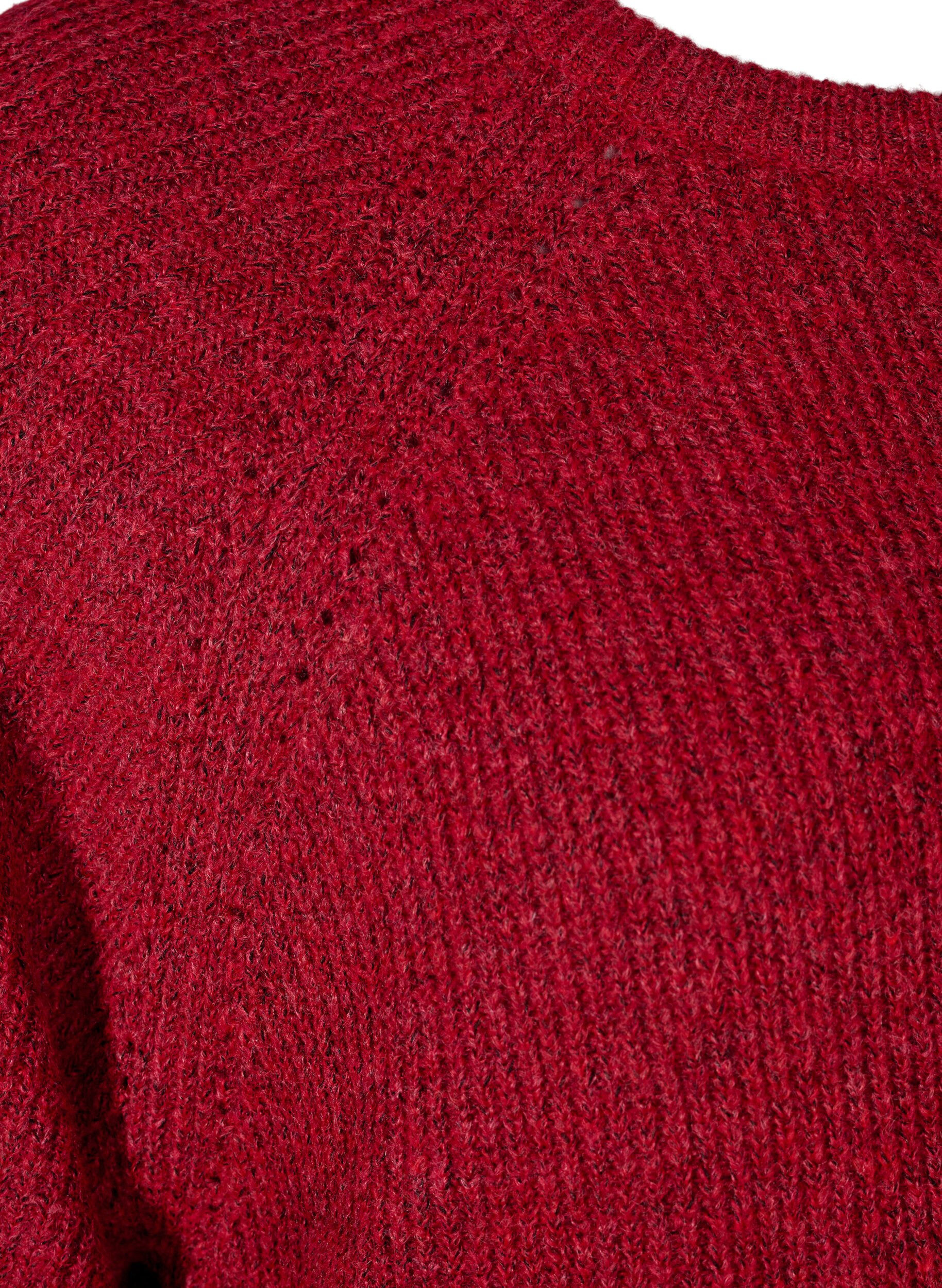 Zizzifashion Ribbed jumper with 3/4 sleeves, Red, Packshot image number 3
