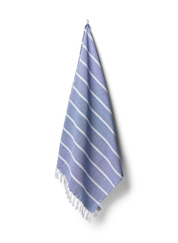 Striped Towels with fringes, Medium Blue Melange, Packshot image number 0