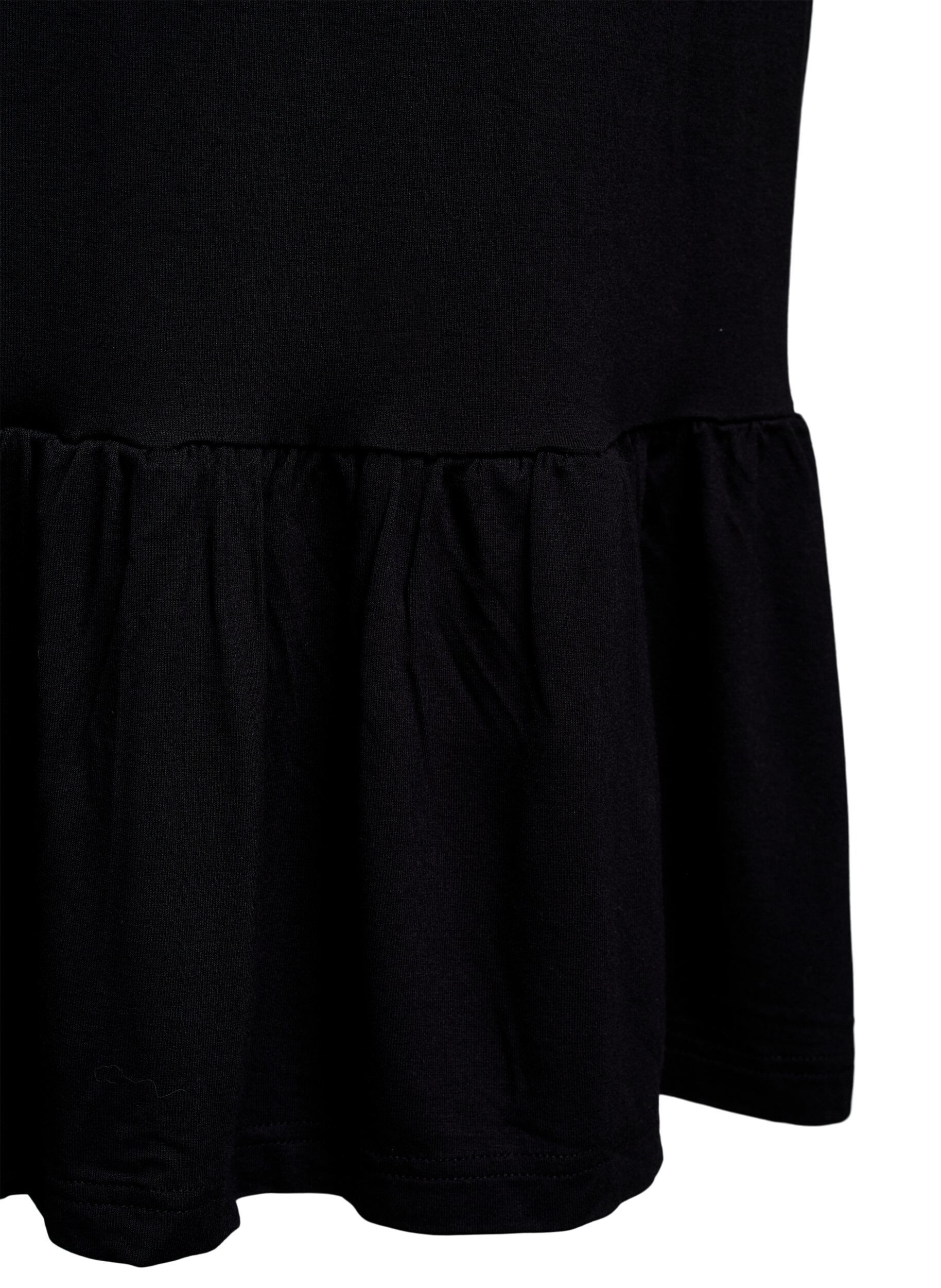 Zizzifashion Beach dress in viscose with braided straps, Black, Packshot image number 3