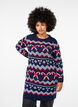 Long-sleeved knitted dress with a Christmas motif, Navy Blazer Comb, Model image number 0
