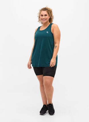 Plain-coloured sports top with round neck, Deep Teal, Model image number 2