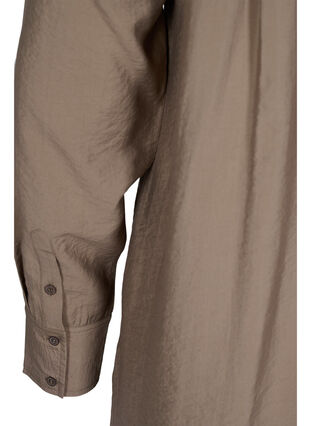 Long viscose shirt with pockets and slits, Brindle, Packshot image number 3