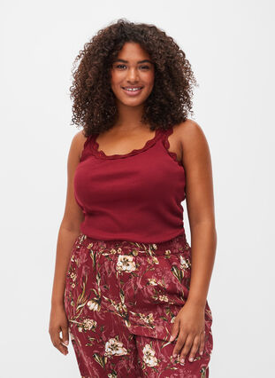 Top with lace trim, Cabernet, Model image number 0