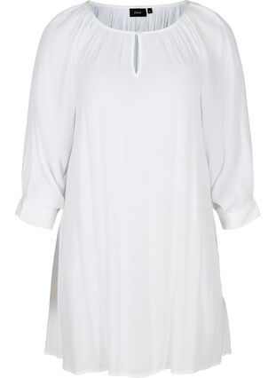 Viscose tunic with 3/4 sleeves, Bright White, Packshot image number 0