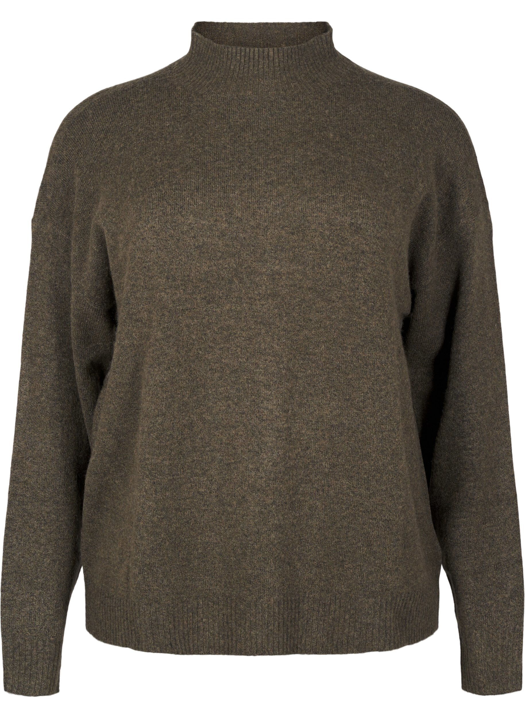 Zizzifashion Knitted wool blouse with high neck, Sea Turtle Mel., Packshot image number 0