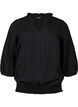 Viscose blouse with 3/4 sleeves and smock, Black, Packshot image number 0