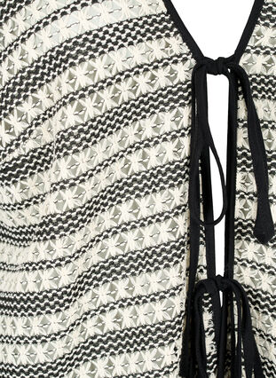 Crochet cardigan with tie belt, Black White, Packshot image number 2