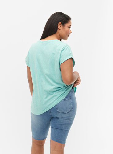 Melange t-shirt with short sleeves, Turquoise Mél, Model image number 1