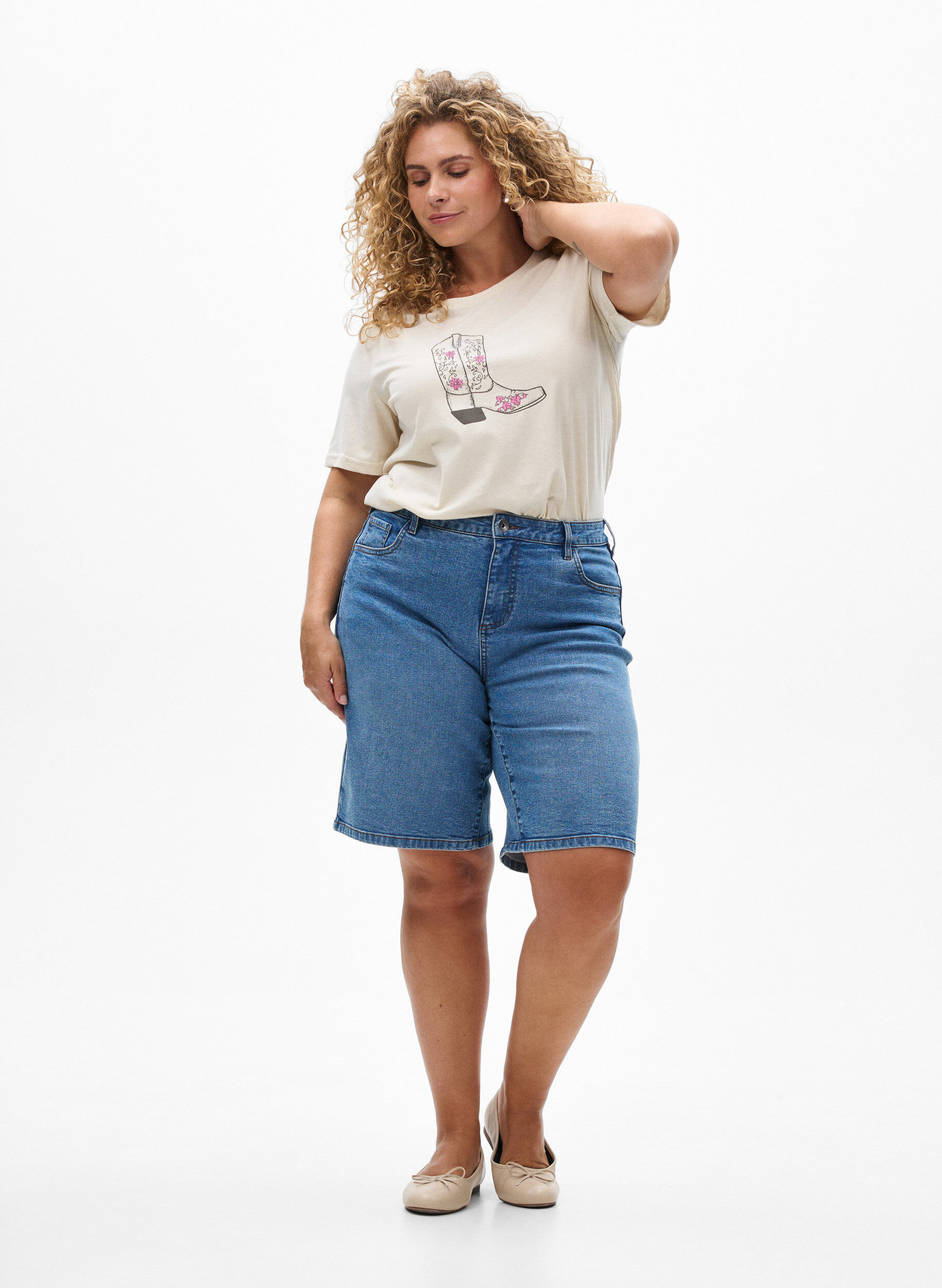 ZizzifashionT-shirt with motif, Vanilla, Model image number 1