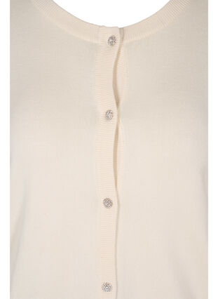 Short knitted viscose cardigan with decorative buttons, Birch, Packshot image number 2