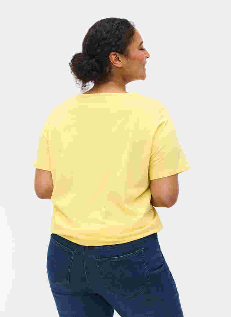Short-sleeved t-shirt with broderie anglaise, Goldfinch Mel., Model image number 1