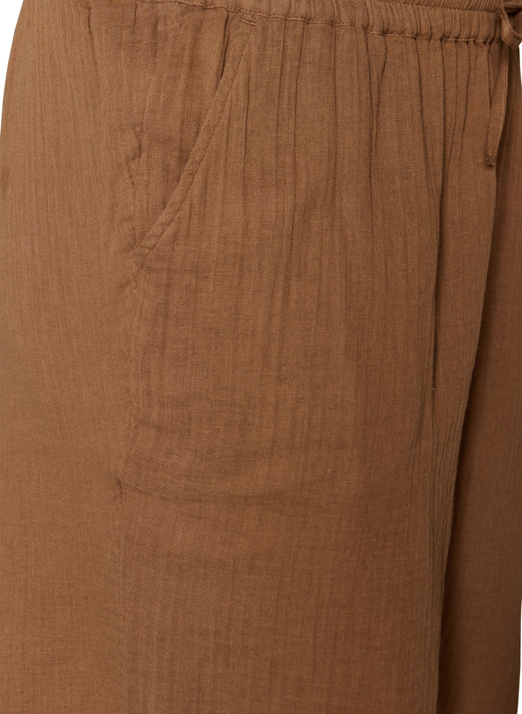 ZizzifashionLoose cotton muslin shorts with a high waist, Brown, Packshot image number 2