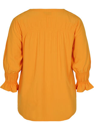 Viscose blouse with button fastening and 3/4-length sleeves, Tangelo, Packshot image number 1