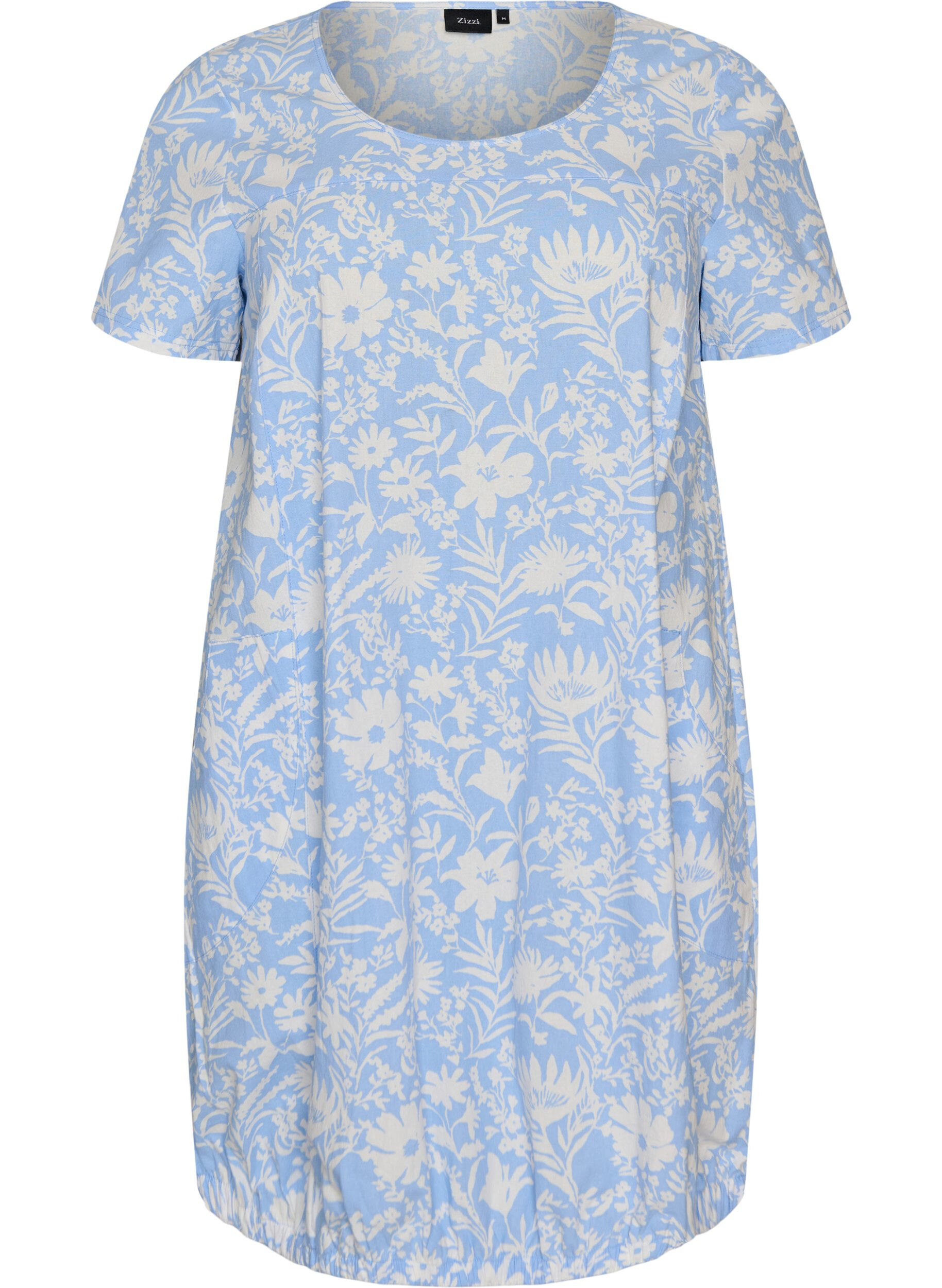 ZizzifashionShort-sleeved cotton dress with print, Vanilla, Packshot image number 0