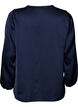 Satin blouse with lace appliqu&eacute; and pearls, Blue, Packshot image number 1
