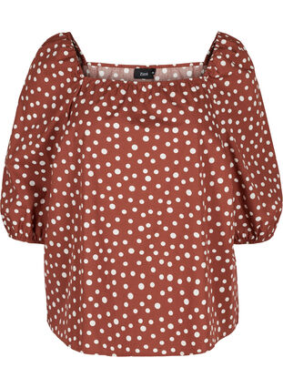 Cotton blouse with dots, Marsala AOP, Packshot image number 0