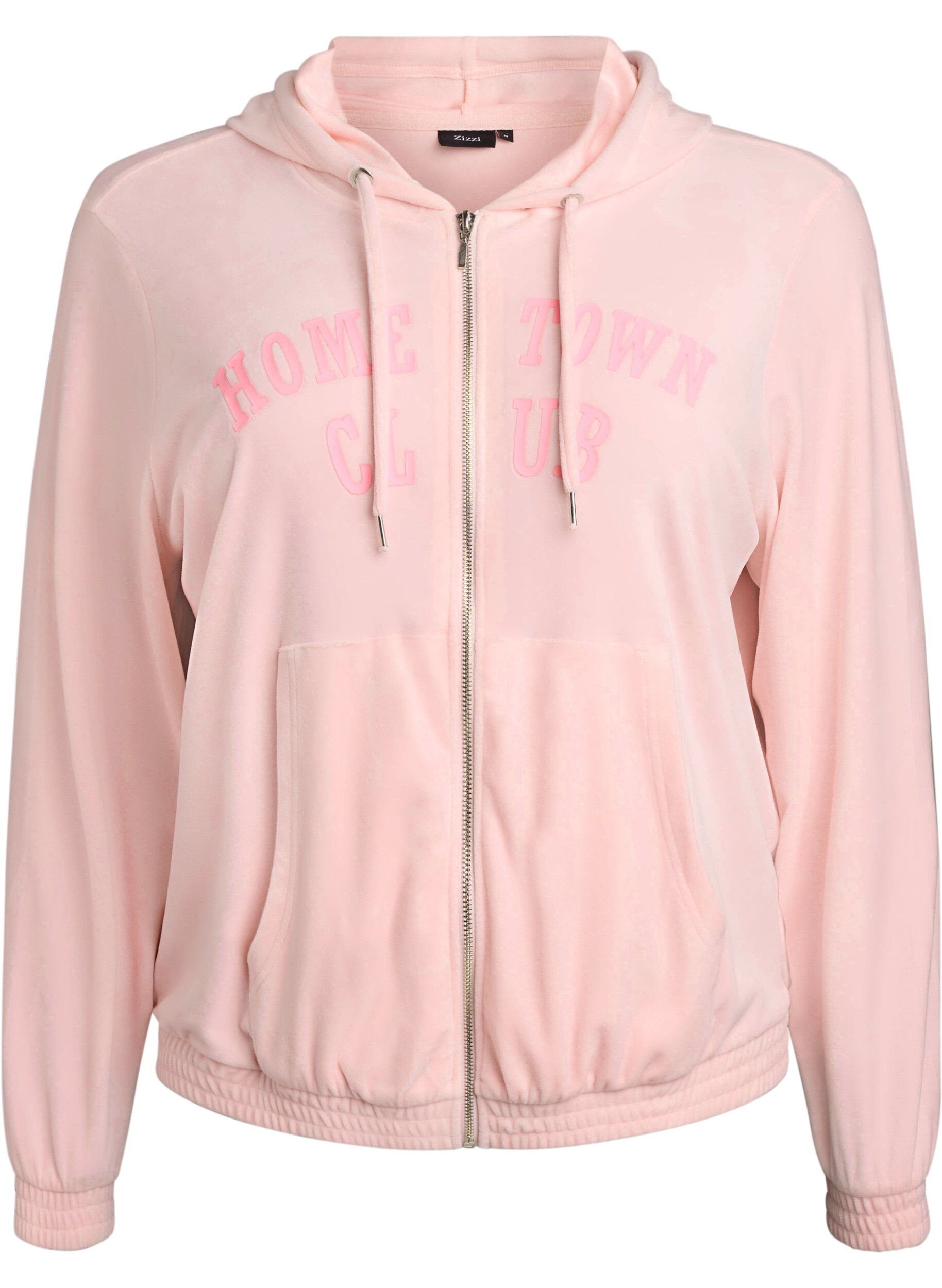 Soft velour hoodie with zipper
