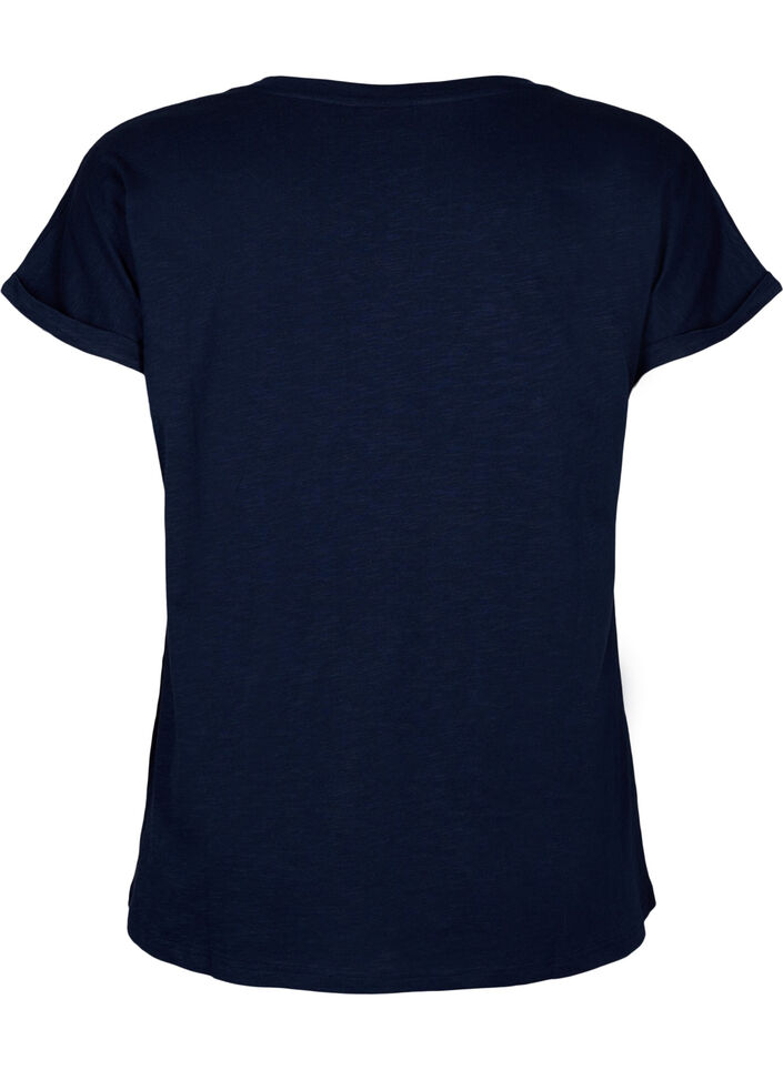 Printed T-shirt in organic cotton, N.Sky w. White Print, Packshot image number 1