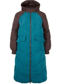 Long colorblock winter jacket with hood