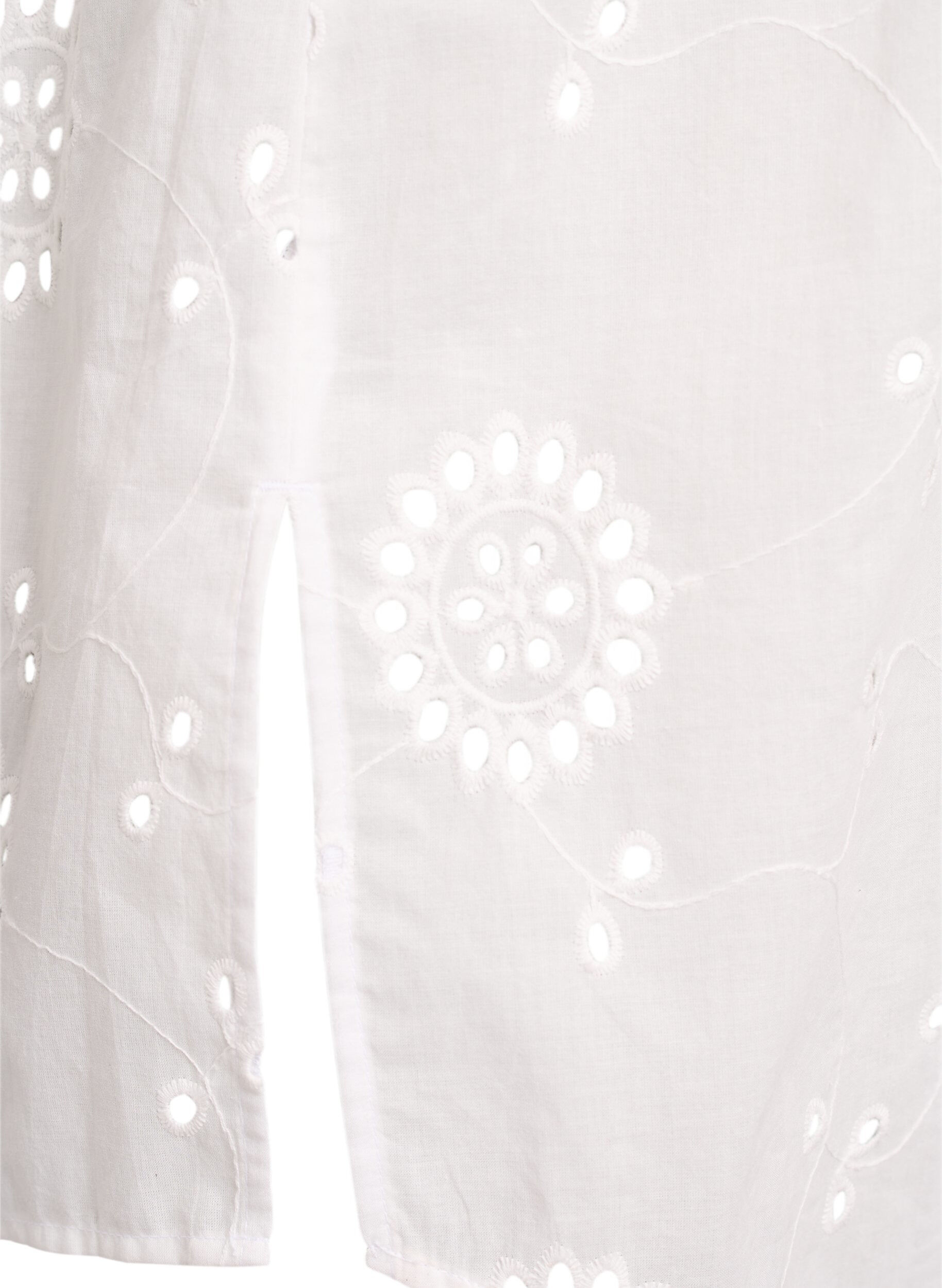 Zizzifashion Cotton tunic with broderie anglaise, White, Packshot image number 3