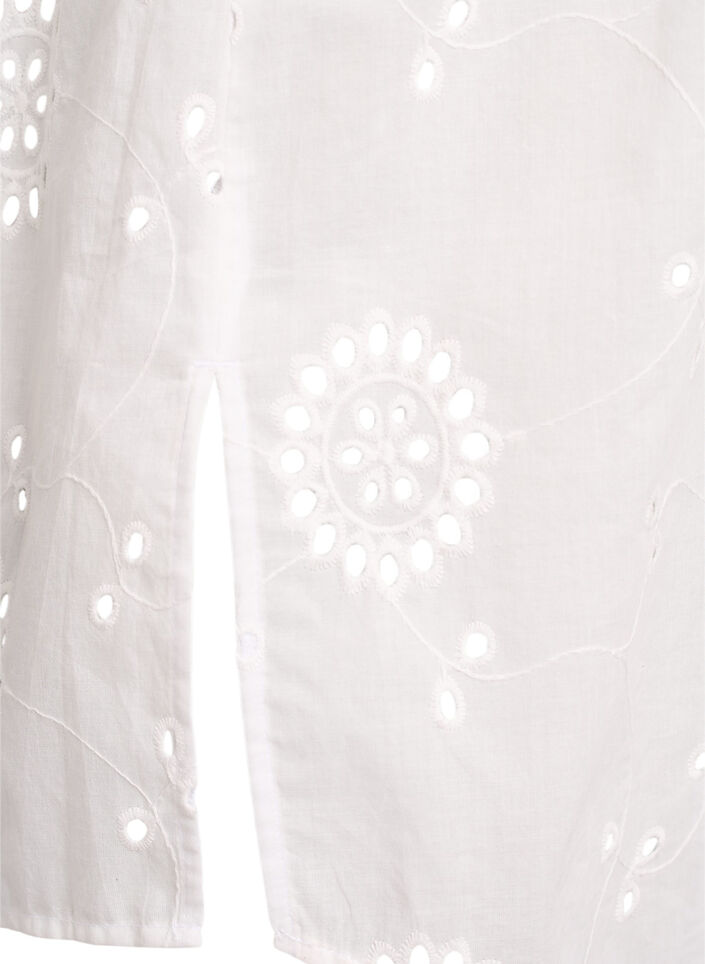 Cotton tunic with broderie anglaise, White, Packshot image number 3