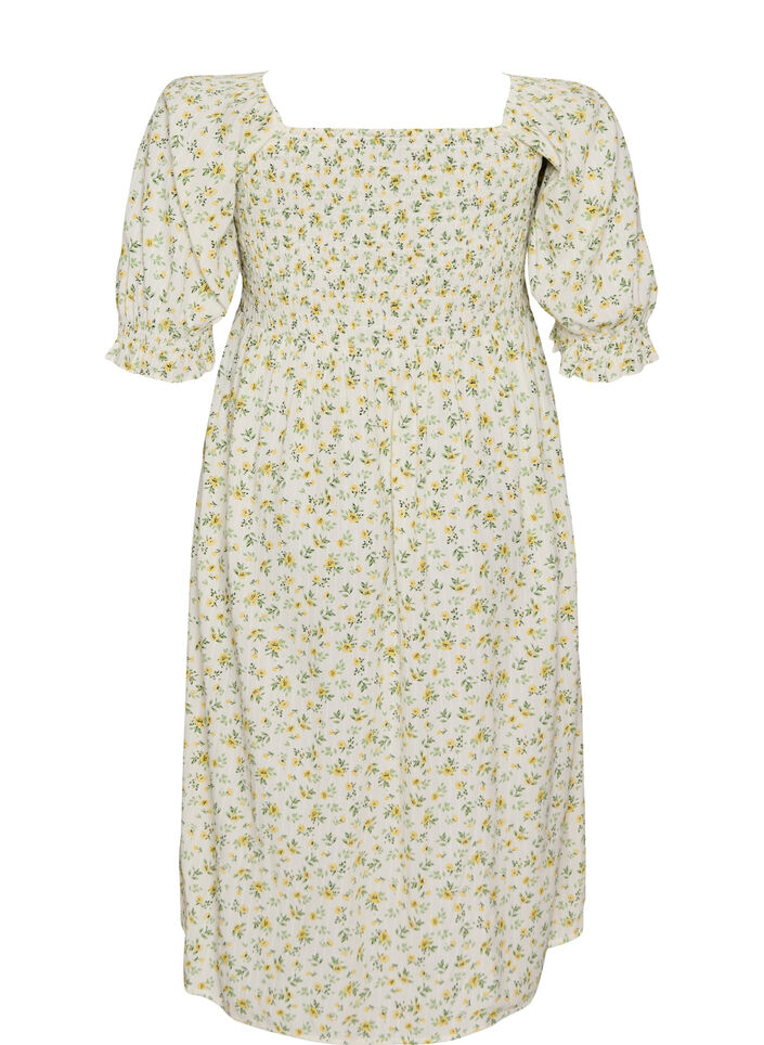 Floral viscose summer dress, White, Packshot image number 1