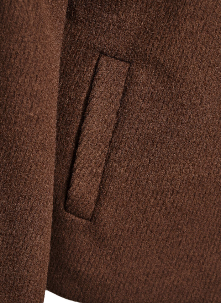 Short jacket with collar and fabric-covered buttons, Brown, Packshot image number 3