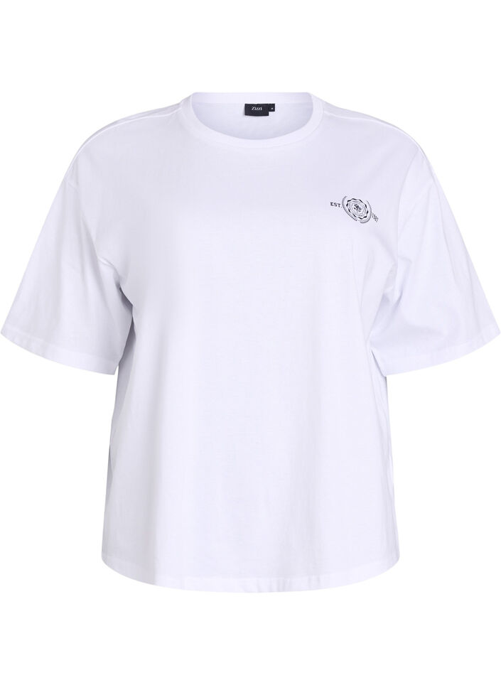Oversized T-shirt with back print, White, Packshot image number 0