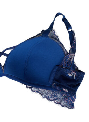 Lace bra with string detail and padding, Medieval Blue, Packshot image number 3