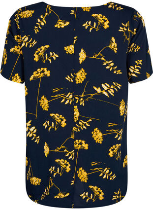 FLASH - Blouse with short sleeves and print, Night Sky Yellow AOP, Packshot image number 1