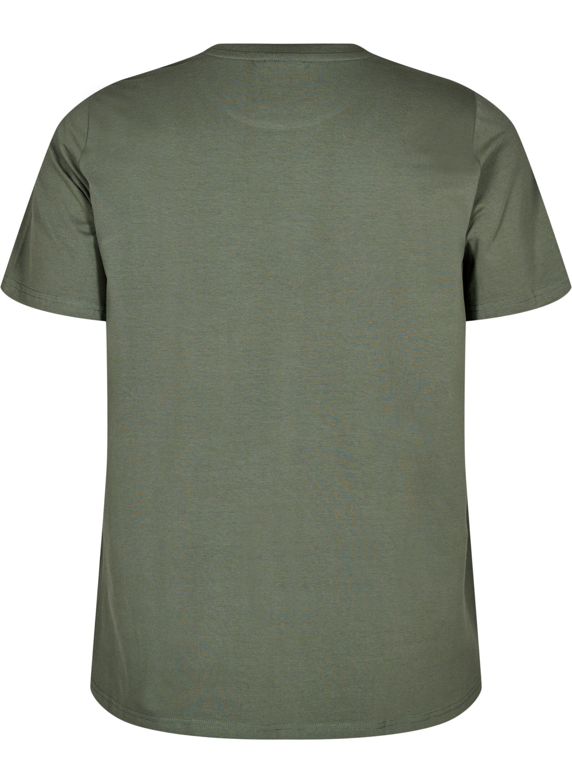 Zizzifashion T-shirt in organic cotton with a round neck, Thyme, Packshot image number 1