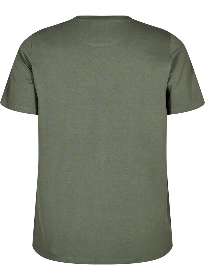 T-shirt in organic cotton with a round neck, Thyme, Packshot image number 1