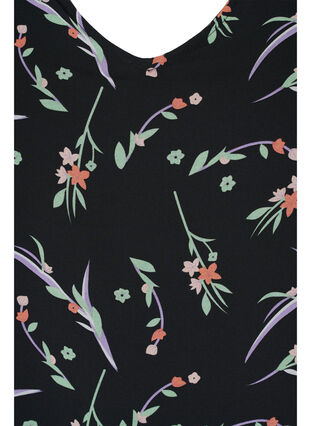 Top with floral print and 3/4-length sleeves, Black AOP, Packshot image number 2