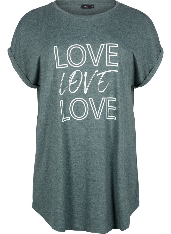 Short sleeve nightgown with text print, , Packshot image number 0