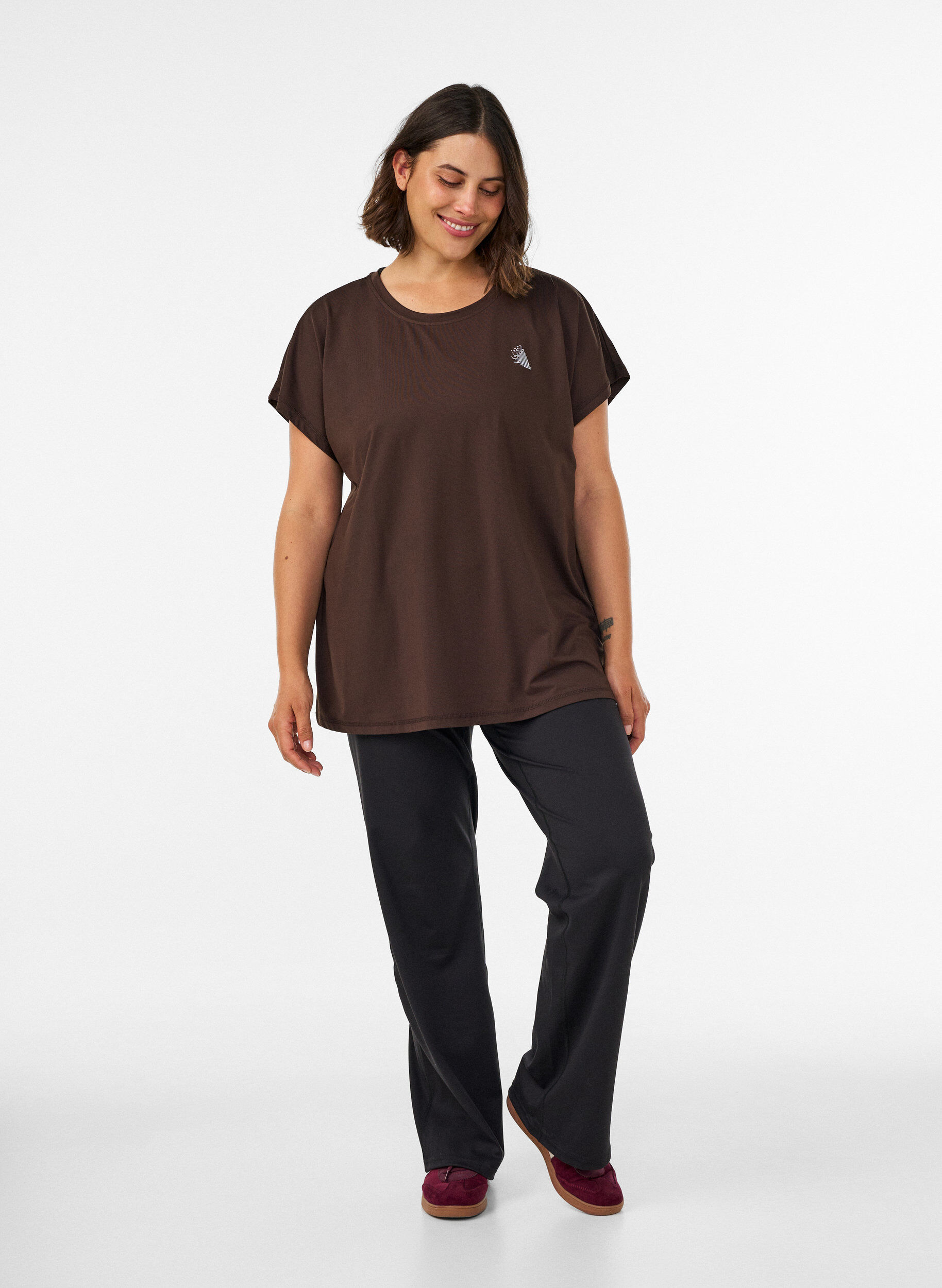 ZizzifashionSolid-coloured training T-shirt, Brown, Model image number 1